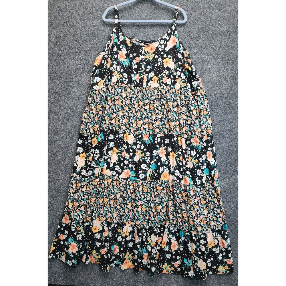 Torrid Women Floral Polka Dot Tiered Boho Cottagecore Rayon Maxi Dress Size 6